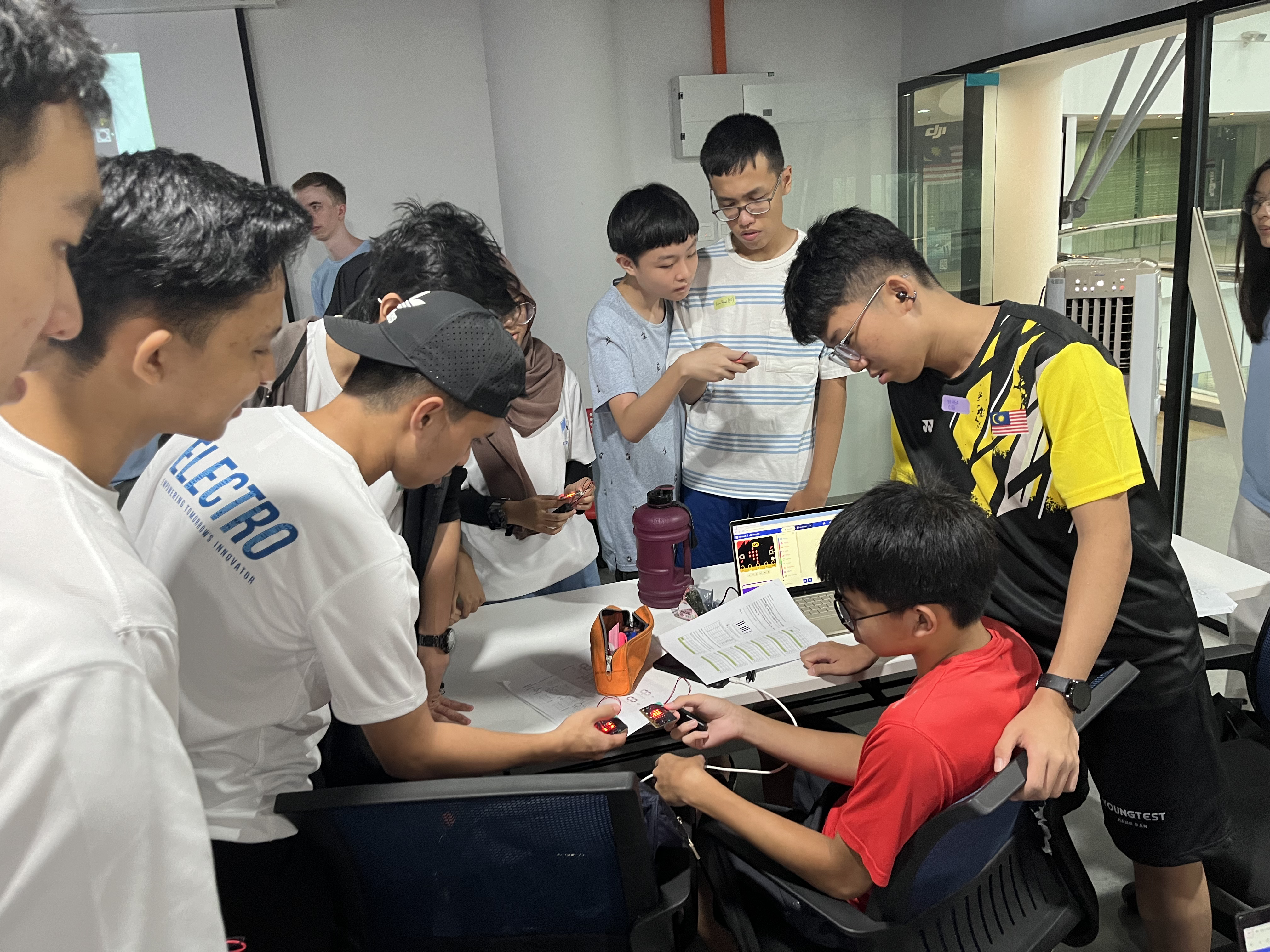 Students presenting an electronics project